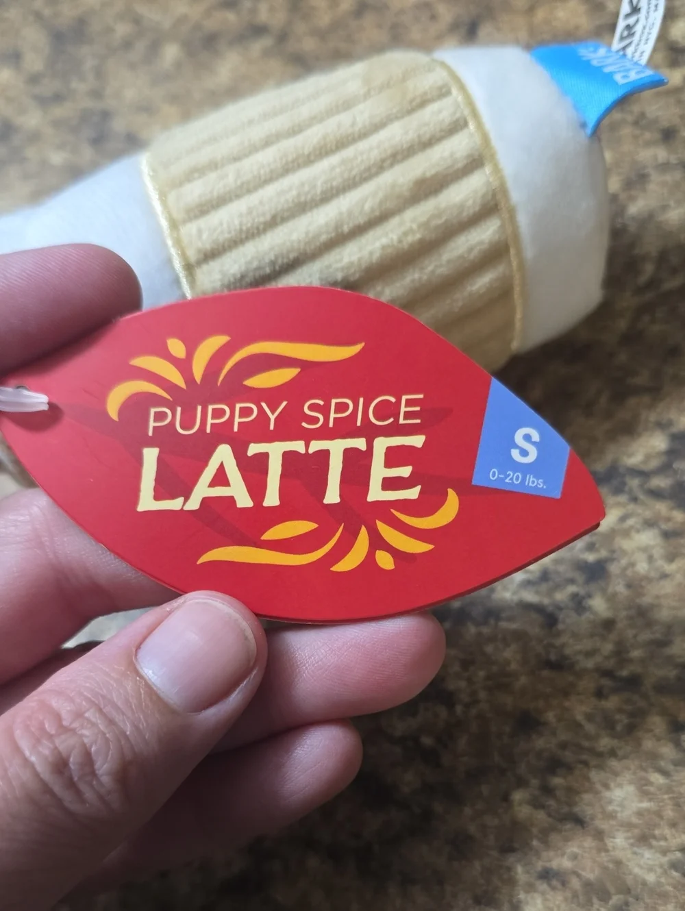 Bark PlushPuppy Spice Latte Dog Toy - White, Cream & Light Orange NWT SMALL